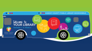 Graphic of the Albany County Public Library bookmobile