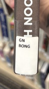 A closeup of the spine on the graphic novel "Parasite," focusing on the spine label. The spine label reads "GN BONG."