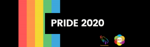 An image featuring rainbow stripes running vertically and the text Pride 2020. The image also contains the logos for Laramie PrideFest and the Albany County Public Library