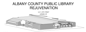 Line art graphic of 2025 Albany County Public Library renovation