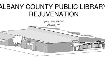 Line art graphic of 2025 Albany County Public Library renovation