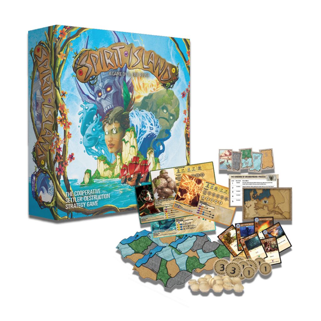 The board game Spirit Island with game components