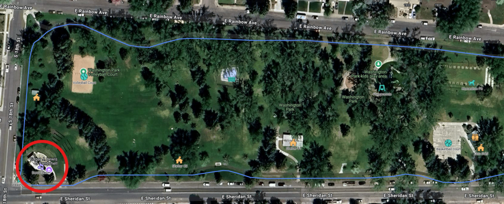Map of Washington Park with the bandshell circled in red