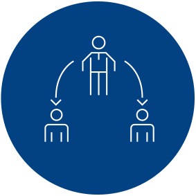 Genealogy icon - three people with two arrows between them